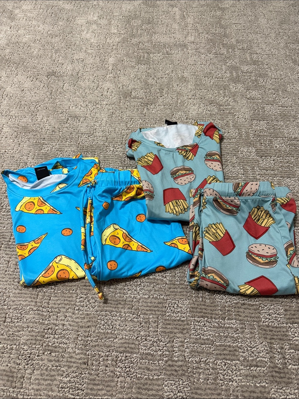 Kids Pizza & Burger Short Pajama Sets - Blue, pixielane boys size 8